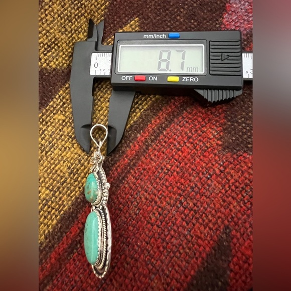 ❤️ Kingman Turquoise Sterling Decorative Navajo Statement 11gm Pendant 2.52”L - Picture 6 of 10